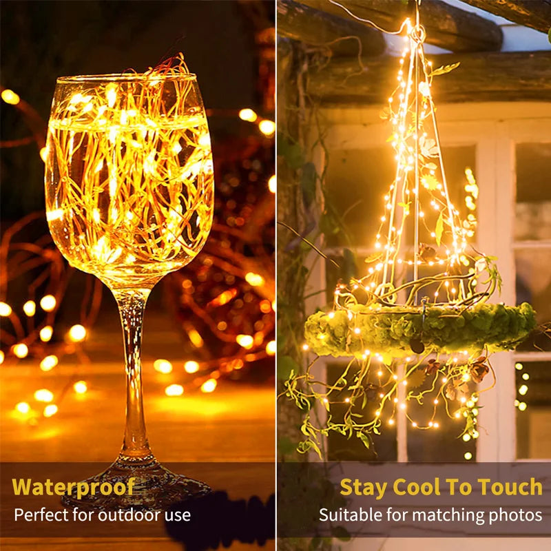 7m/12m/22m/32m Solar LED Fairy String Light Outdoor Waterproof 8Modes Street Garland for Party Wedding Christmas Decoration Lamp