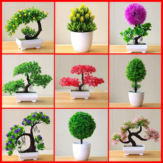 Garden Decor Artificial Plants Bonsai Small Tree Pot Fake Plant Flowers Potted Ornaments for Home Room Table Decoration